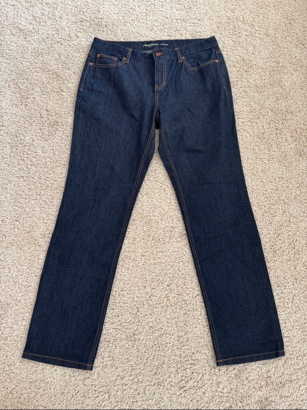 Liz Claiborne Denim Jackie Style Dark Blue Straight-Leg Jeans Size 14